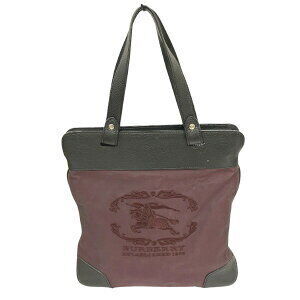 Burberry Bordeaux Red Black Canvas Leather Tote Bag